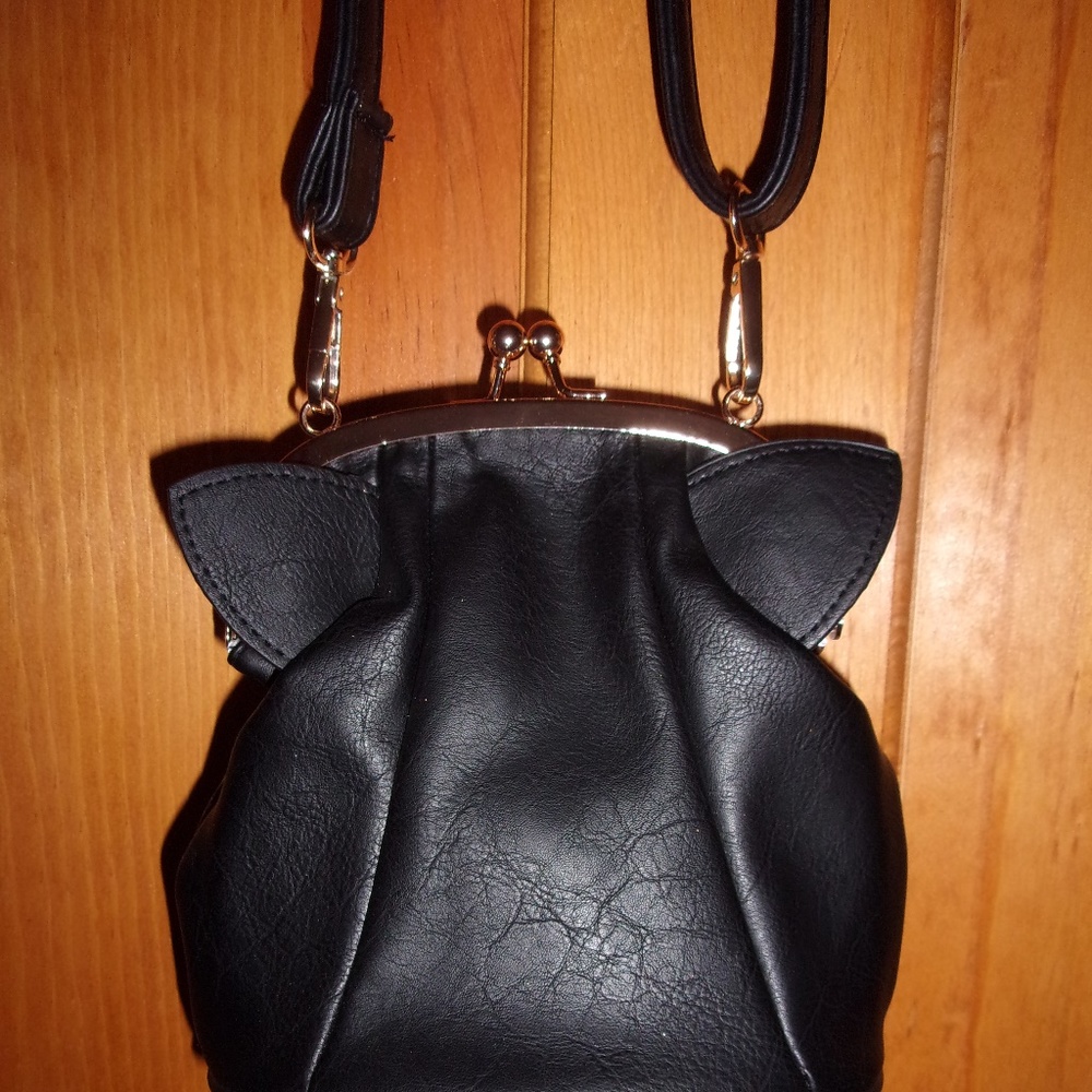 small cat purse - black - Meowingtons